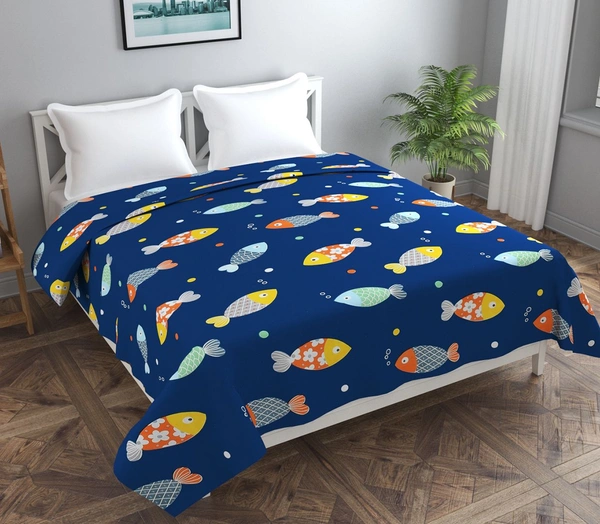 MORADO Glace Cotton Double Bed Quilt Cover / Duvet Cover / Rajai Cover / Blanket Cover with Zipper (90x100 Inches) - Blue