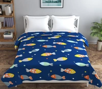 MORADO Glace Cotton Double Bed Quilt Cover / Duvet Cover / Rajai Cover / Blanket Cover with Zipper (90x100 Inches) - Blue