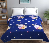 MORADO Glace Cotton Double Bed Quilt Cover / Duvet Cover / Rajai Cover / Blanket Cover with Zipper (90x100 Inches) - Blue