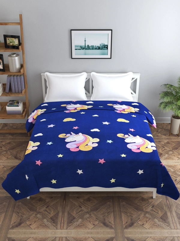 MORADO Glace Cotton Double Bed Quilt Cover / Duvet Cover / Rajai Cover / Blanket Cover with Zipper (90x100 Inches) - Blue