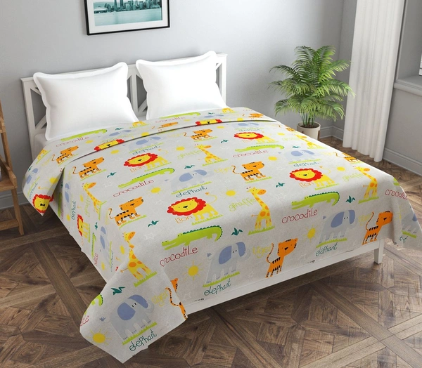 MORADO Glace Cotton Double Bed Quilt Cover / Duvet Cover / Rajai Cover / Blanket Cover with Zipper (90x100 Inches) - Offwhite