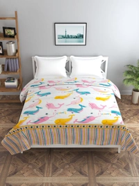 MORADO Glace Cotton Double Bed Quilt Cover / Duvet Cover / Rajai Cover / Blanket Cover with Zipper (90x100 Inches) - Offwhite