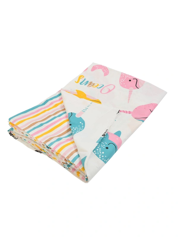 MORADO Glace Cotton Double Bed Quilt Cover / Duvet Cover / Rajai Cover / Blanket Cover with Zipper (90x100 Inches) - Offwhite