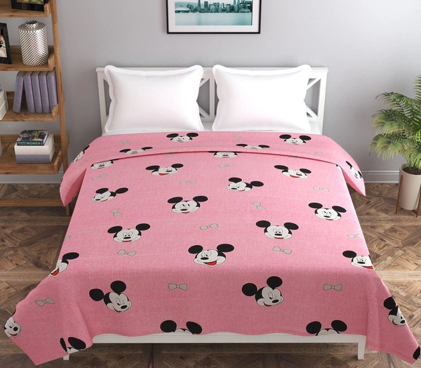 MORADO Glace Cotton Double Bed Quilt Cover / Duvet Cover / Rajai Cover / Blanket Cover with Zipper (90x100 Inches) - Pink