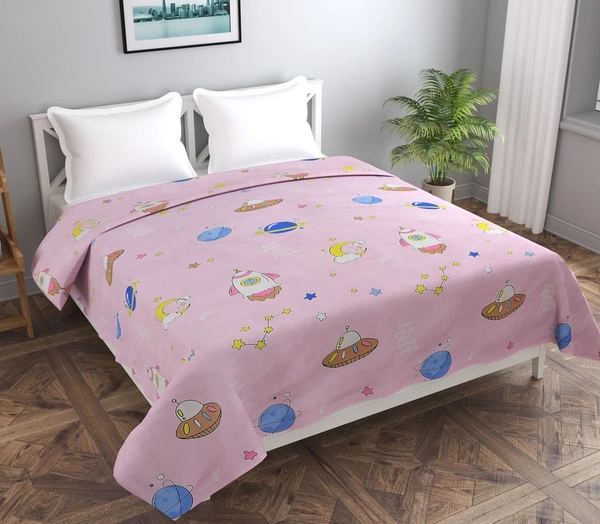 MORADO Glace Cotton Double Bed Quilt Cover / Duvet Cover / Rajai Cover / Blanket Cover with Zipper (90x100 Inches) - Pink