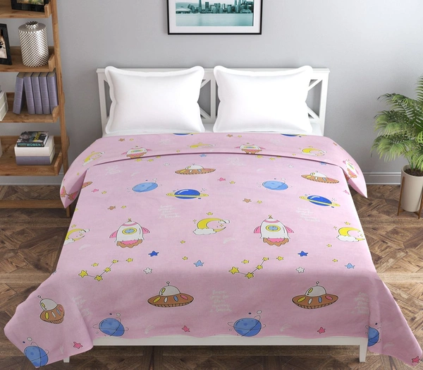 MORADO Glace Cotton Double Bed Quilt Cover / Duvet Cover / Rajai Cover / Blanket Cover with Zipper (90x100 Inches) - Pink