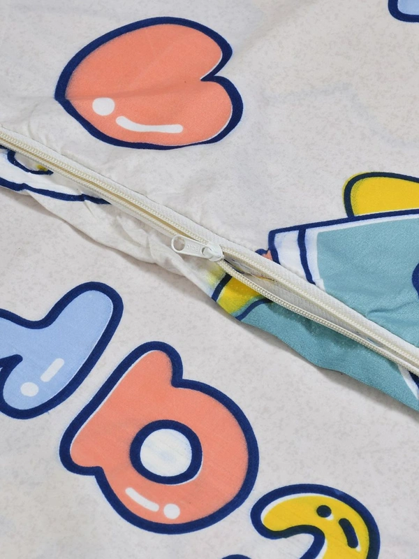 MORADO Glace Cotton Double Bed Quilt Cover / Duvet Cover / Rajai Cover / Blanket Cover with Zipper (90x100 Inches) - Offwhite