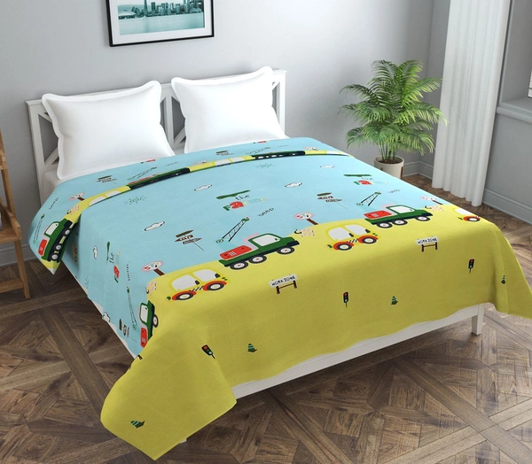 MORADO Glace Cotton Double Bed Quilt Cover / Duvet Cover / Rajai Cover / Blanket Cover with Zipper (90x100 Inches) - Yellow