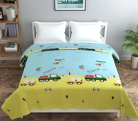 MORADO Glace Cotton Double Bed Quilt Cover / Duvet Cover / Rajai Cover / Blanket Cover with Zipper (90x100 Inches) - Yellow