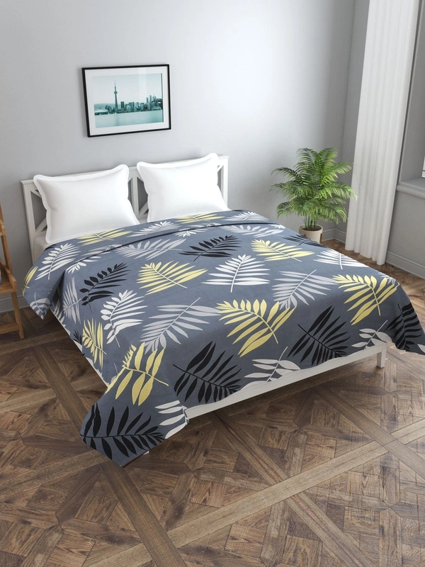 MORADO Glace Cotton Double Bed Quilt Cover / Duvet Cover / Rajai Cover / Blanket Cover with Zipper (90x100 Inches) - Grey