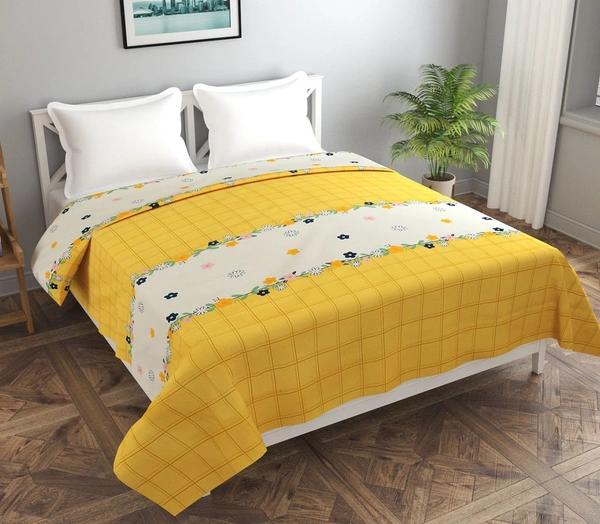 MORADO Glace cotton Double Bed Quilt Cover / Duvet Cover / Rajai Cover / Blanket Cover with Zipper (90x100 Inches) - Yellow