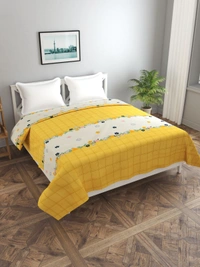 MORADO Glace cotton Double Bed Quilt Cover / Duvet Cover / Rajai Cover / Blanket Cover with Zipper (90x100 Inches) - Yellow