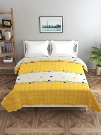 MORADO Glace cotton Double Bed Quilt Cover / Duvet Cover / Rajai Cover / Blanket Cover with Zipper (90x100 Inches) - Yellow