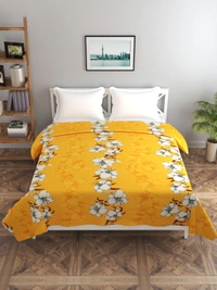 MORADO Glace cotton Double Bed Quilt Cover / Duvet Cover / Rajai Cover / Blanket Cover with Zipper (90x100 Inches) - Mustard