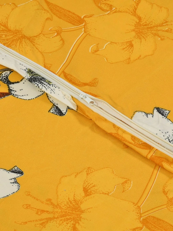 MORADO Glace cotton Double Bed Quilt Cover / Duvet Cover / Rajai Cover / Blanket Cover with Zipper (90x100 Inches) - Mustard