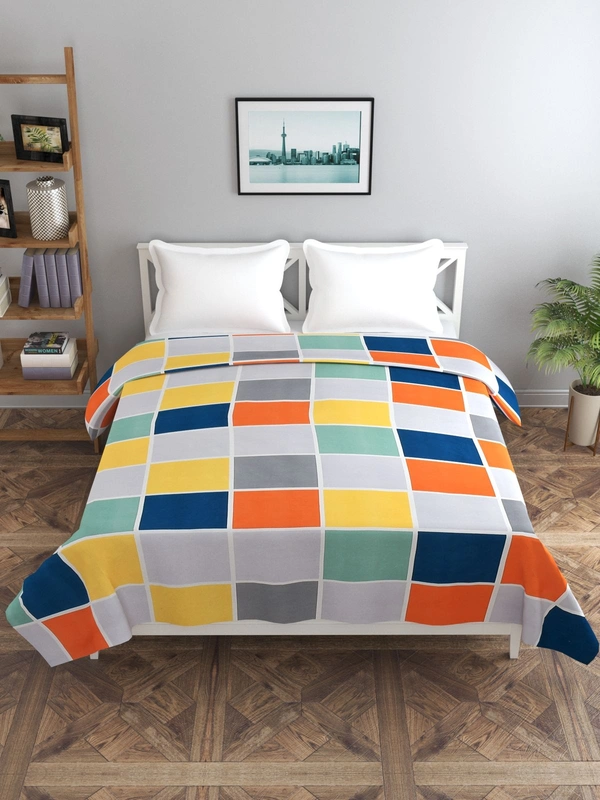 MORADO Glace Cotton Double Bed Quilt Cover / Duvet Cover / Rajai Cover / Blanket Cover with Zipper (90x100 Inches) - Multicolor