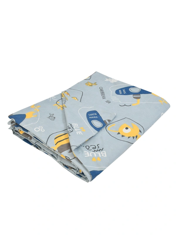 MORADO Glace Cotton Double Bed Quilt Cover / Duvet Cover / Rajai Cover / Blanket Cover with Zipper (90x100 Inches) - Blue