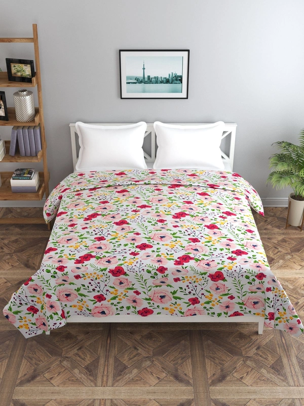 MORADO Glace Cotton Double Bed Quilt Cover / Duvet Cover / Rajai Cover / Blanket Cover with Zipper (90x100 Inches) - Pink