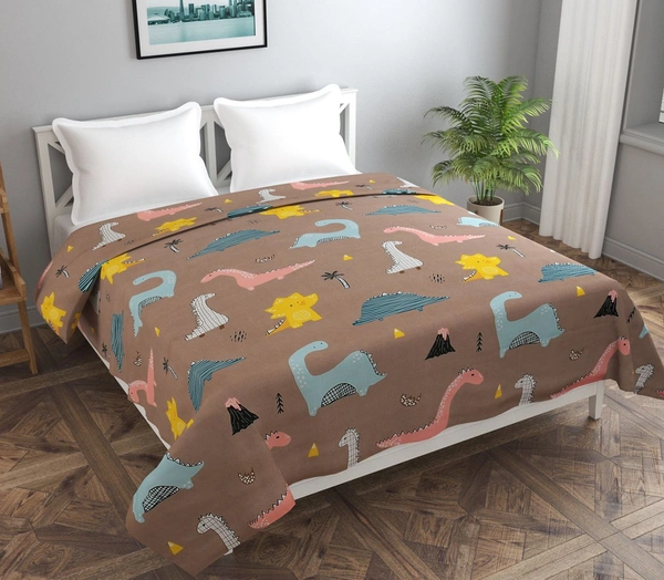 MORADO Glace Cotton Double Bed Quilt Cover / Duvet Cover / Rajai Cover / Blanket Cover with Zipper (90x100 Inches) - Brown