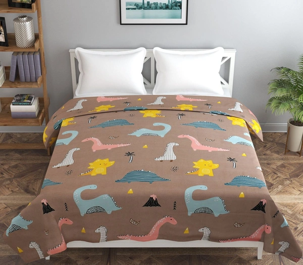 MORADO Glace Cotton Double Bed Quilt Cover / Duvet Cover / Rajai Cover / Blanket Cover with Zipper (90x100 Inches) - Brown