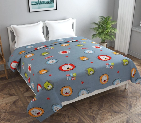 MORADO Glace Cotton Double Bed Quilt Cover / Duvet Cover / Rajai Cover / Blanket Cover with Zipper (90x100 Inches) - Grey