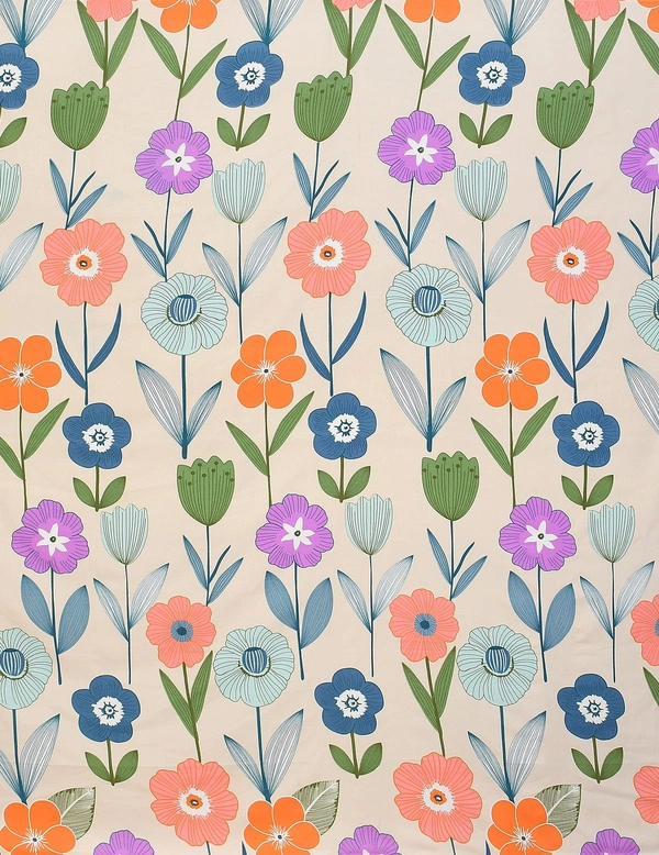 MORADO Premium Glace Cotton Double Bedsheet with 2 King Size Pillow Covers (90x100 Inches) - Offwhite