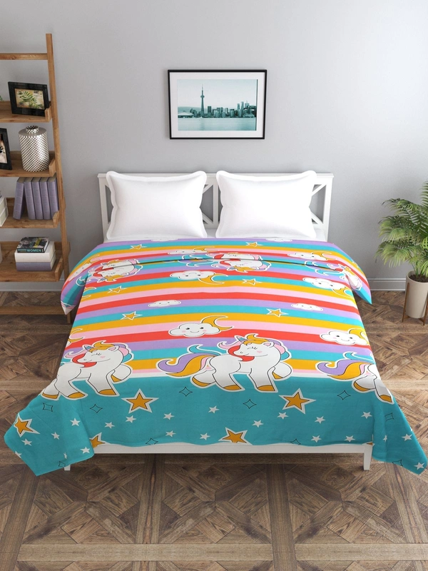 MORADO Glace Cotton Double Bed Quilt Cover / Duvet Cover / Rajai Cover / Blanket Cover with Zipper (90x100 Inches) - Multicolor