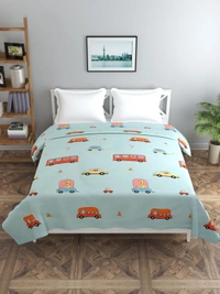 MORADO Glace Cotton Double Bed Quilt Cover / Duvet Cover / Rajai Cover / Blanket Cover with Zipper (90x100 Inches) - Blue