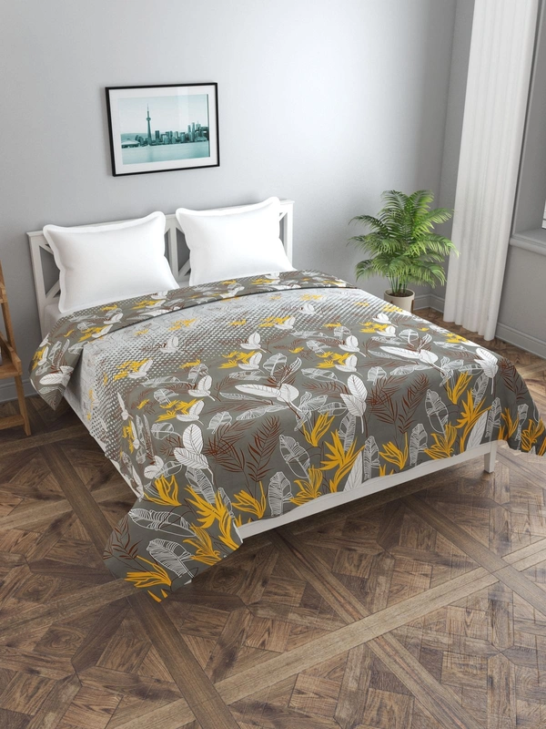 MORADO Glace cotton Double Bed Quilt Cover / Duvet Cover / Rajai Cover / Blanket Cover with Zipper (90x100 Inches) - Grey