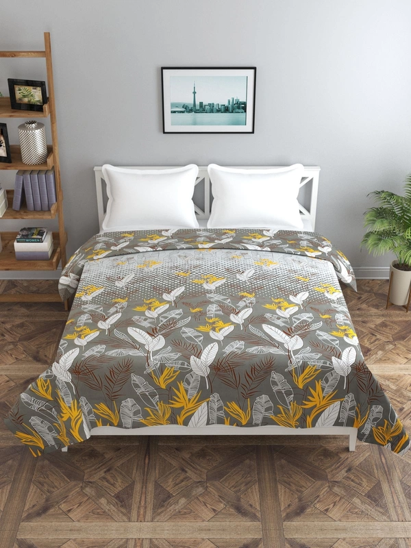 MORADO Glace cotton Double Bed Quilt Cover / Duvet Cover / Rajai Cover / Blanket Cover with Zipper (90x100 Inches) - Grey