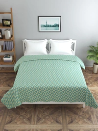 MORADO Glace cotton Double Bed Quilt Cover / Duvet Cover / Rajai Cover / Blanket Cover with Zipper (90x100 Inches) - Green