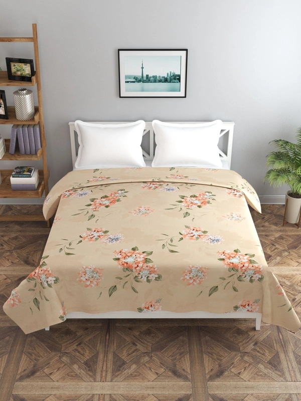 MORADO Glace Cotton Double Bed Quilt Cover / Duvet Cover / Rajai Cover / Blanket Cover with Zipper (90x100 Inches) - Peach