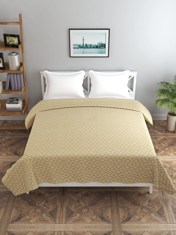 MORADO Glace Cotton Double Bed Quilt Cover / Duvet Cover / Rajai Cover / Blanket Cover with Zipper (90x100 Inches) - Yellow