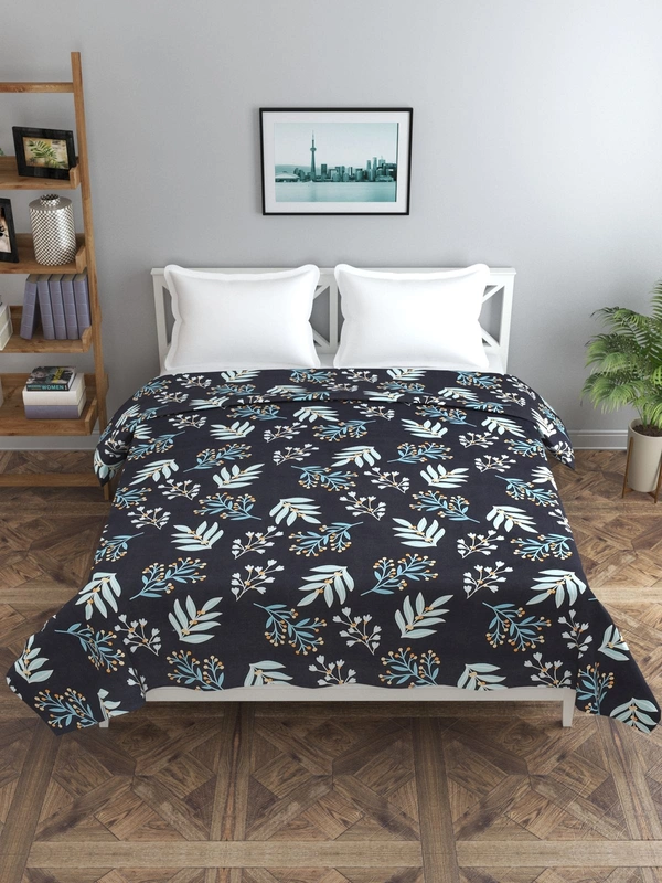 MORADO Glace Cotton Double Bed Quilt Cover / Duvet Cover / Rajai Cover / Blanket Cover with Zipper (90x100 Inches) - Blue