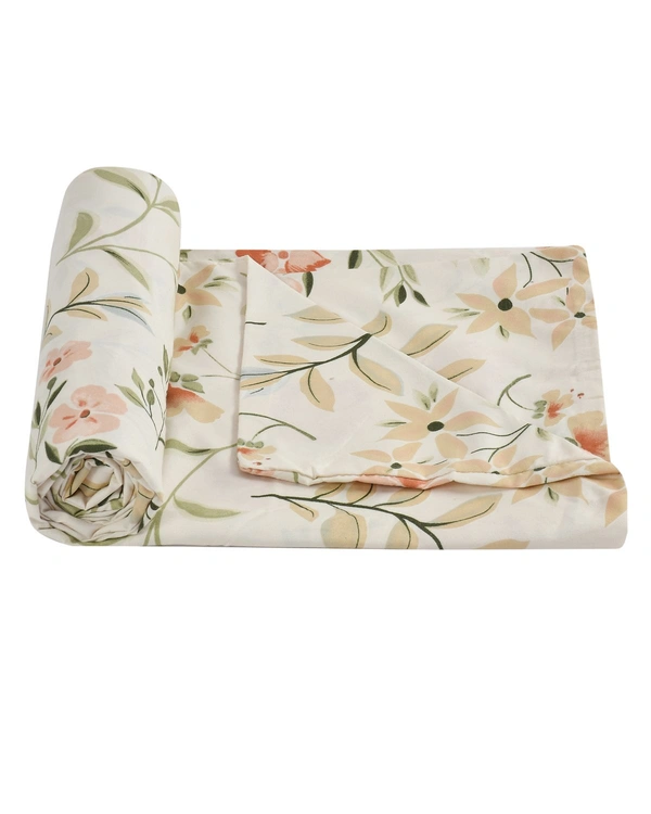 MORADO Glace Cotton Double Bed Quilt Cover / Duvet Cover / Rajai Cover / Blanket Cover With Zipper (90x100 Inches) - 90x100 Inches, Offwhite