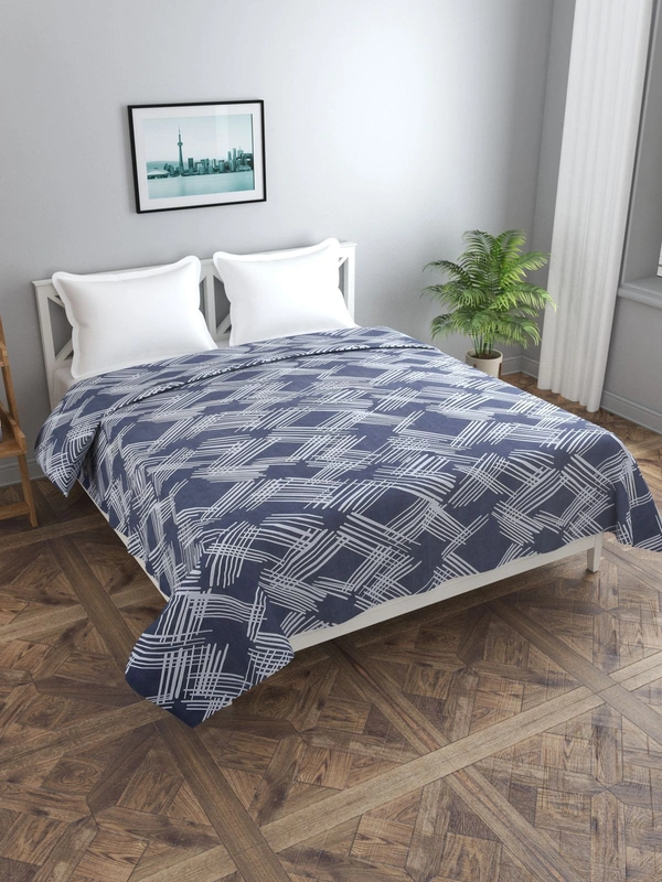 MORADO Glace Cotton Double Bed Quilt Cover / Duvet Cover / Rajai Cover / Blanket Cover With Zipper (90x100 Inches) - 90x100 Inches, Blue