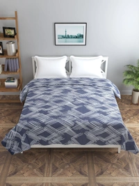 MORADO Glace Cotton Double Bed Quilt Cover / Duvet Cover / Rajai Cover / Blanket Cover With Zipper (90x100 Inches) - 90x100 Inches, Blue