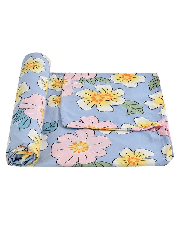 MORADO Glace Cotton Single Bed Size Quilt Cover / Duvet Cover / Rajai Cover / Blanket Cover With Zipper (60x90 Inches) - 60x90 Inches, Blue