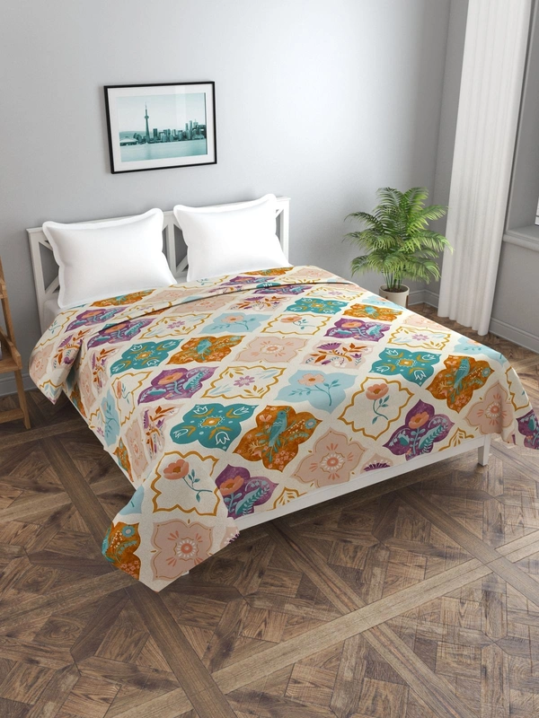 MORADO Glace Cotton Double Bed Quilt Cover / Duvet Cover / Rajai Cover / Blanket Cover With Zipper (90x100 Inches) - 90x100 Inches, Purple