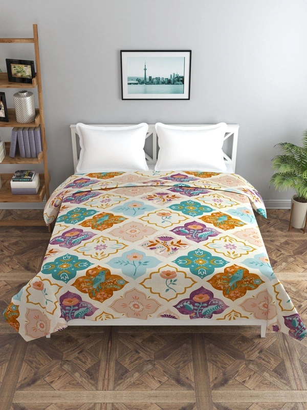 MORADO Glace Cotton Double Bed Quilt Cover / Duvet Cover / Rajai Cover / Blanket Cover With Zipper (90x100 Inches) - 90x100 Inches, Purple