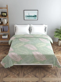 MORADO Glace Cotton Double Bed Quilt Cover / Duvet Cover / Rajai Cover / Blanket Cover With Zipper (90x100 Inches) - 90x100 Inches, Green