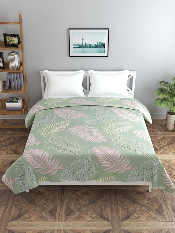 MORADO Glace Cotton Double Bed Quilt Cover / Duvet Cover / Rajai Cover / Blanket Cover With Zipper (90x100 Inches) - 90x100 Inches, Green