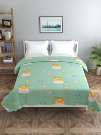 MORADO Glace Cotton Double Bed Quilt Cover / Duvet Cover / Rajai Cover / Blanket Cover With Zipper (90x100 Inches) - 90x100 Inches, Green