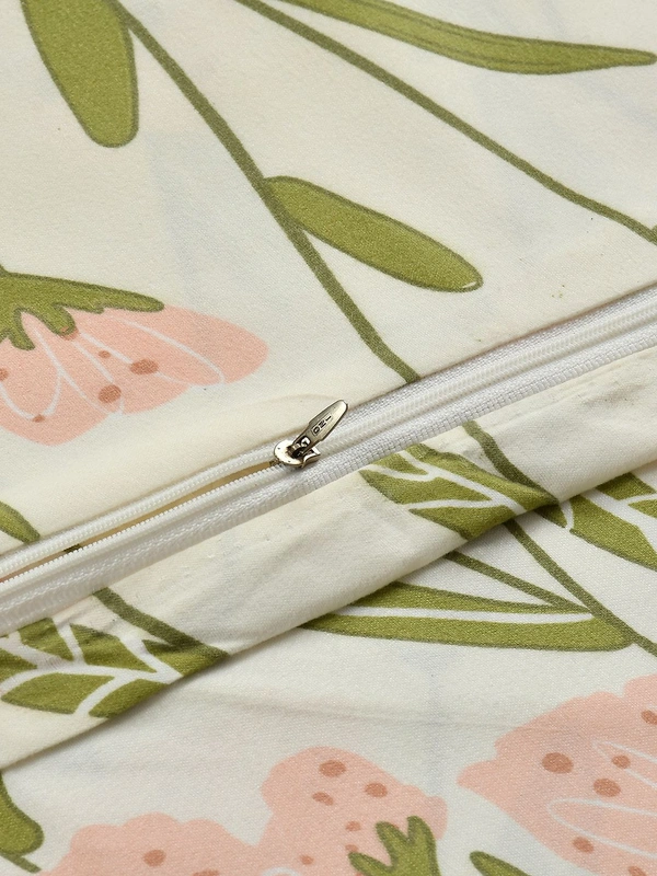 MORADO Glace Cotton Double Bed Quilt Cover / Duvet Cover / Rajai Cover / Blanket Cover With Zipper (90x100 Inches) - 90x100 Inches, Offwhite