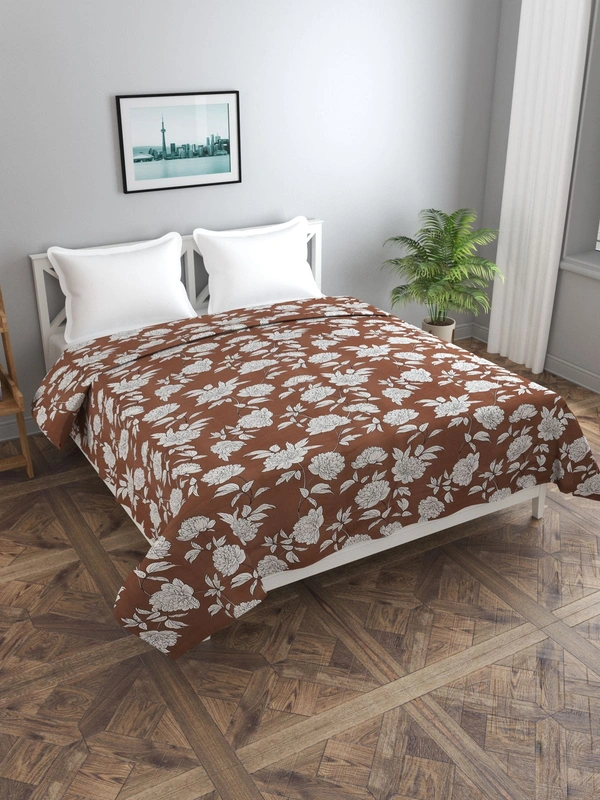 MORADO Glace Cotton Double Bed Quilt Cover / Duvet Cover / Rajai Cover / Blanket Cover With Zipper (90x100 Inches) - 90x100 Inches, Coffee