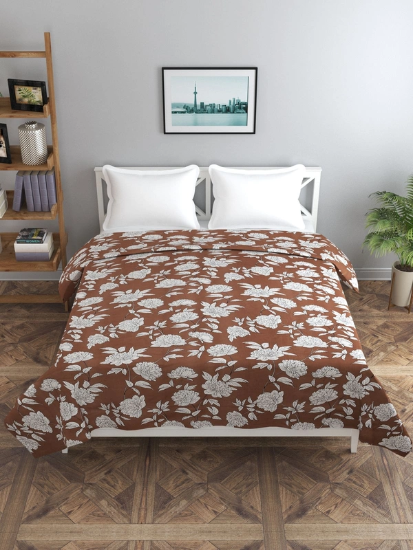 MORADO Glace Cotton Double Bed Quilt Cover / Duvet Cover / Rajai Cover / Blanket Cover With Zipper (90x100 Inches) - 90x100 Inches, Coffee