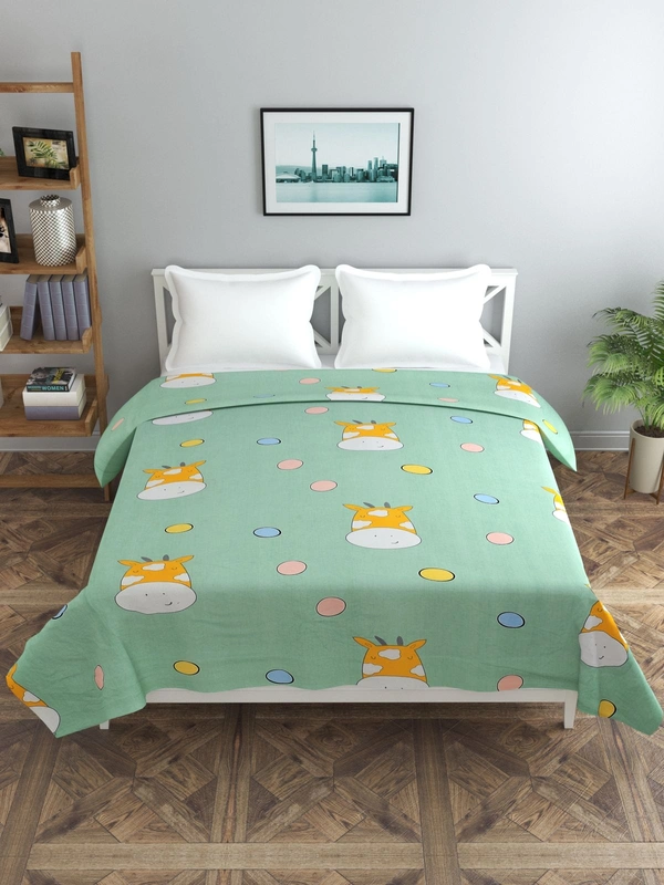 MORADO Glace Cotton Double Bed Quilt Cover / Duvet Cover / Rajai Cover / Blanket Cover With Zipper (90x100 Inches) - 90x100 Inches, Green