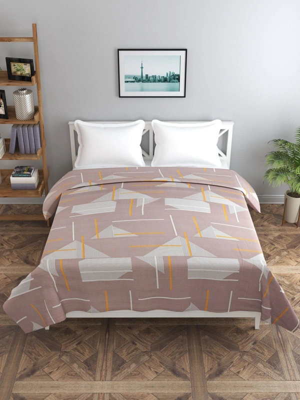 MORADO Glace Cotton Double Bed Quilt Cover / Duvet Cover / Rajai Cover / Blanket Cover With Zipper (90x100 Inches) - 90x100 Inches, Brown