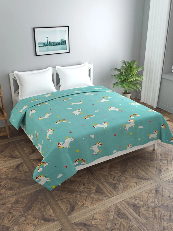 MORADO Glace Cotton Double Bed Quilt Cover / Duvet Cover / Rajai Cover / Blanket Cover With Zipper (90x100 Inches) - 90x100 Inches, Blue