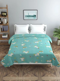 MORADO Glace Cotton Double Bed Quilt Cover / Duvet Cover / Rajai Cover / Blanket Cover With Zipper (90x100 Inches) - 90x100 Inches, Blue